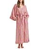 Color:French Rose - Image 4 - Ines Woven 3/4 Sleeve Side Pocket Coordinating Wrap Robe