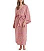 Color:French Rose - Image 6 - Ines Woven 3/4 Sleeve Side Pocket Coordinating Wrap Robe