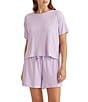 Color:Lilac - Image 1 - Luxe Rib Soft Knit Touch Scoop Neck Short Sleeve Tee & Short Set