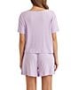 Color:Lilac - Image 2 - Luxe Rib Soft Knit Touch Scoop Neck Short Sleeve Tee & Short Set