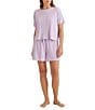 Color:Lilac - Image 3 - Luxe Rib Soft Knit Touch Scoop Neck Short Sleeve Tee & Short Set