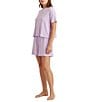 Color:Lilac - Image 4 - Luxe Rib Soft Knit Touch Scoop Neck Short Sleeve Tee & Short Set
