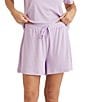 Color:Lilac - Image 6 - Luxe Rib Soft Knit Touch Scoop Neck Short Sleeve Tee & Short Set