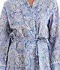 Color:Crystal Blue - Image 5 - Nahla Woven Paisley Print Coordinating Long Sleeve Maxi Wrap Robe
