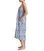 Color:Crystal Blue - Image 3 - Nahla Woven Sleeveless Paisley Print Nightgown