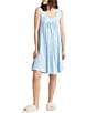 Color:Crystal Blue - Image 1 - Soft Pleat Front Scoop Neck Sleeveless Modal Nightgown