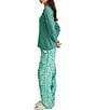 Color:Spearmint - Image 3 - Sophia Cozy Knit Top & Floral Paisley Pant Pajama Set
