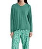 Color:Spearmint - Image 5 - Sophia Cozy Knit Top & Floral Paisley Pant Pajama Set