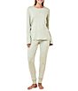Papinelle Striped Long Sleeve Crew Neck Knit Pajama Set - Image 1