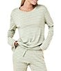Papinelle Striped Long Sleeve Crew Neck Knit Pajama Set - Image 3