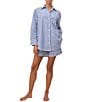 Papinelle Striped Long Sleeve Notch Collar & Shorty Woven Pajama Set - Image 1