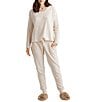 Papinelle Waffle Textured Long Sleeve V-Neck Knit Coordinating Lounge Set - Image 1