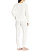 Papinelle Waffle Textured Long Sleeve V-Neck Knit Lounge Set, Color:Ecru - Image 2