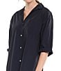 Color:Black - Image 3 - Whale Beach Solid Woven Button Front Nightshirt