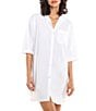 Color:White - Image 1 - Whale Beach Solid Woven Button Front Nightshirt