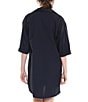 Color:Black - Image 2 - Whale Beach Solid Woven Button Front Nightshirt