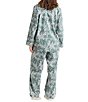 Color:Alpine - Image 2 - Woven Cherri Blossom Long Sleeve Notch Collar Pajama Set