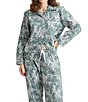 Color:Alpine - Image 5 - Woven Cherri Blossom Long Sleeve Notch Collar Pajama Set