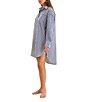 Papinelle Woven Striped Print Long Sleeve Notch Collar Button Front Nightshirt, Color:Blue/White - Image 3