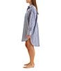 Papinelle Woven Striped Print Long Sleeve Notch Collar Button Front Nightshirt, Color:Blue/White - Image 6