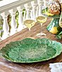 Color:Green - Image 2 - Green Glazed Ceramic Grape Leaf Woven Basket Pattern Serving Plate