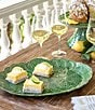 Color:Green - Image 3 - Green Glazed Ceramic Grape Leaf Woven Basket Pattern Serving Plate