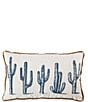 Color:White/Blue - Image 1 - Paseo Road by HiEnd Accents 5-Cactus Linen Lumbar Pillow