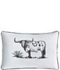 Color:White/Black - Image 1 - Paseo Road by HiEnd Accents Ranch Life Western Texas Longhorn Steer Indoor/Outdoor Reversible Pillow