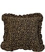 Color:Tan/Black - Image 1 - Paseo Road by HiEnd Accents San Angelo Leopard Print Chenille Ruffled Square Pillow
