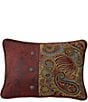 Color:Red/Multi - Image 1 - Paseo Road by HiEnd Accents San Angelo Paisley Printed With Red Leather & Concho Decorative Pillow