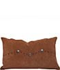 Color:Tabacco - Image 1 - Paseo Road by HiEnd Accents Western Suede Antique Silver Concho & Studded Lumbar Pillow