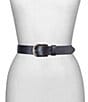 Color:Navy - Image 3 - 1.5#double; Vietri Leather Brights Belt