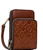 Color:Vintage Tan Signature Embossed - Image 4 - Albertine Leather Embossed Phone Crossbody Bag
