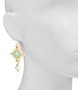 Color:Matte Gold - Image 2 - Amazonite Square and Pearl Drop Earrings