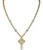 Color:Matte Gold - Image 1 - Amazonite Square and Pearl Short Pendant Necklace
