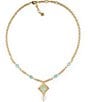 Color:Matte Gold - Image 2 - Amazonite Square and Pearl Short Pendant Necklace