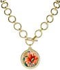 Color:Multi/Gold - Image 1 - Apricot Floral Leather Short Pendant Necklace