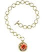 Color:Multi/Gold - Image 2 - Apricot Floral Leather Short Pendant Necklace