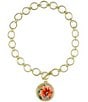 Color:Multi/Gold - Image 3 - Apricot Floral Leather Short Pendant Necklace