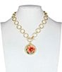 Color:Multi/Gold - Image 4 - Apricot Floral Leather Short Pendant Necklace