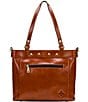 Color:Tan - Image 2 - Arden Floral Embossed Tan Leather Tote Bag