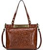 Patricia Nash Arden Floral Embossed Tan Leather Tote Bag, Color:Tan - Image 1