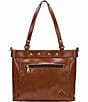 Patricia Nash Arden Floral Embossed Tan Leather Tote Bag, Color:Tan - Image 2