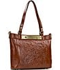 Patricia Nash Arden Floral Embossed Tan Leather Tote Bag, Color:Tan - Image 4