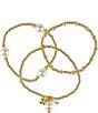 Color:Matte Gold - Image 3 - Beaded Pearl Stretch Bracelet Set