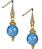 Color:Blue/Gold - Image 1 - Blue Bead Drop Earrings