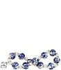 Color:Silver Ox - Image 2 - Blue Beaded Silver Ox and Pearl Stretch Bracelet