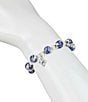 Color:Silver Ox - Image 3 - Blue Beaded Silver Ox and Pearl Stretch Bracelet