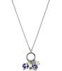 Color:Silver Ox - Image 1 - Blue Silver Ox and Pearl Multi Drop Adjustment Pendant Necklace