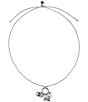 Color:Silver Ox - Image 2 - Blue Silver Ox and Pearl Multi Drop Adjustment Pendant Necklace